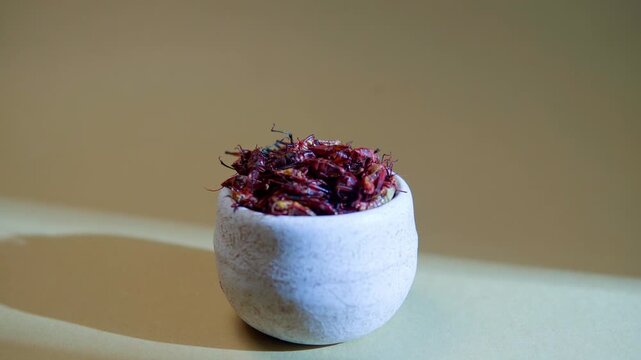 Fried chapulines mexican food protein snack