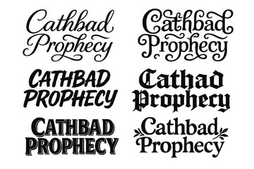 Fototapeta premium Creative Lettering Styles. Cathbad Prophecy. Set lettering. harmonious lettering variations of the same emblematic concept, each with different artistic