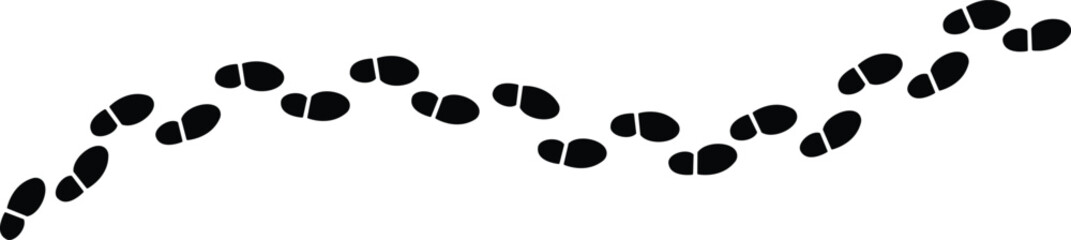 Human footprints trail shoe steps path vector Illustration on transparent background. © Hanan
