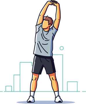 Man Stretching Arms Overhead for Warm up or Cool down Exercise Illustration