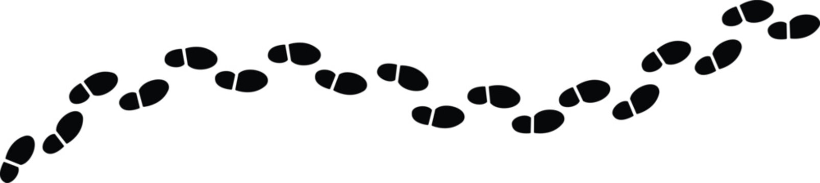 Human footprints trail shoe steps path vector Illustration on transparent background.