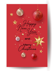 Merry Christmas and Happy New Year background for Greeting cards with tree Branches christmas tree gold paper and gold stars. Merry Christmas vector text Calligraphic Lettering Vector illustration