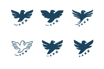 Obraz premium Aquila Constellation Logos. Aquila constellation. Set Logo of Aquila constellation: eagle with star trail. harmonious logo variations of the same emblematic