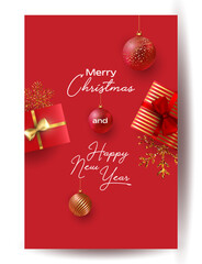 Merry Christmas and Happy New Year background for Greeting cards with tree Branches christmas tree gold paper and gold stars. Merry Christmas vector text Calligraphic Lettering Vector illustration