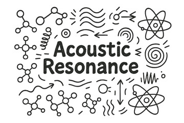 Acoustic Resonance Doodle. Acoustic Resonance. Hand-drawn doodle illustration of Acoustic Resonance. molecule,