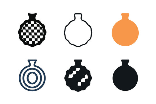 Whoopee Cushion Icons. Humorous Content. Set Logo of Humorous Content: whoopee cushion. Icon set. harmonious logo variations of the same emblematic concept,