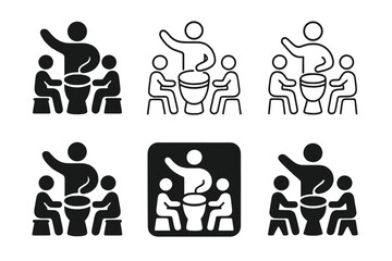 Music Therapy Logos. Music therapy for health. Set Logo of music therapy for health: therapist guiding drumming circle. Icon set. harmonious logo variations of