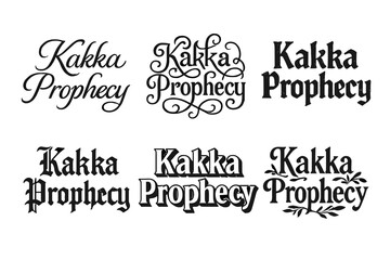 Fototapeta premium Kakka Lettering Variations. Kakka Prophecy. Set lettering. harmonious lettering variations of the same emblematic concept, each with different artistic