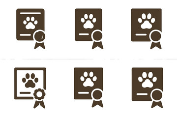 Pet Training Logos. Pet training and obedience classes. Set Logo of Pet training and obedience classes: course completion certificate with ribbon. Icon set.