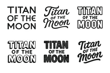 Moon Typography Grid. Titan of the Moon. Set lettering. harmonious lettering variations of the same emblematic concept (Abstract geometric letterforms, Elegant