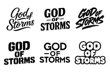 Fototapeta premium God of Storms Letters. God of Storms. Set lettering. harmonious lettering variations of the same emblematic concept (Elegant script with flowing curves, Retro