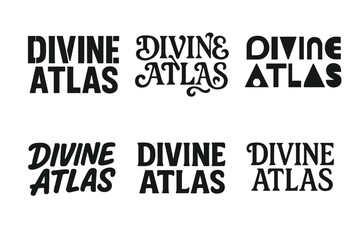 Divine Atlas Typography. Divine Atlas. Set lettering. harmonious lettering variations of the same emblematic concept (Stencil-inspired urban lettering,