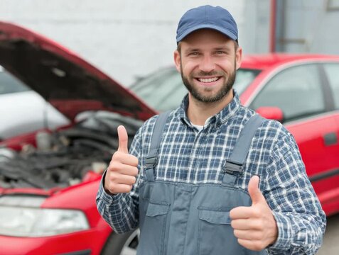 Car mechanic shares tips for car maintenance in a busy repair shop during the day