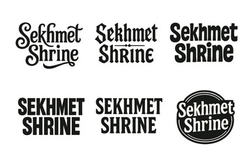 Sekhmet Lettering Grid. Sekhmet Shrine. Set lettering. harmonious lettering variations of the same emblematic concept, each with different artistic