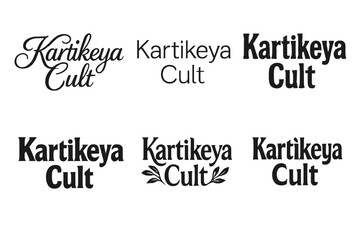 Fototapeta premium Varied Letterforms Grid. Karitkeya Cult. Set lettering. harmonious lettering variations of the same emblematic concept, each with different artistic