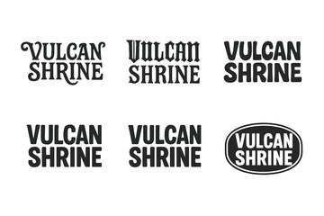Vulcan Lettering Variations. Vulcan Shrine. Set lettering. harmonious lettering variations of the same emblematic concept, each with different artistic