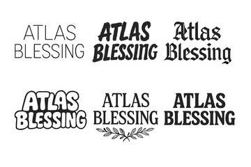 Fototapeta premium Atlas Emblem Lettering Grid. Atlas Blessing. Set lettering. harmonious lettering variations of the same emblematic concept, each with different artistic