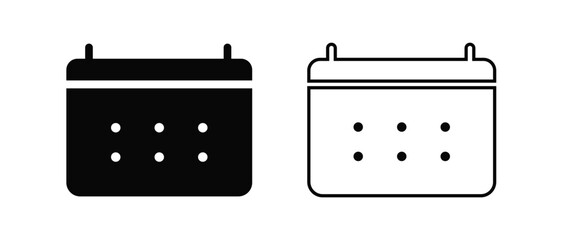 Calendar icon set in black and white modern minimal date planner vector design for schedule, event reminder, UI, UX, web interface, and business organization projects