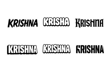 Krishna Lettering Variations. Krishna Deity. Set lettering. harmonious lettering variations of the same emblematic concept, each with different artistic