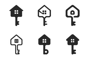 Naklejka premium Finance Logo Variations. personal finance planning. Set Logo of personal finance planning: Mortgage house key. Icon set. harmonious logo variations of the same