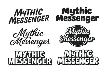 Obraz premium Mythic Messenger Styles. Mythic Messenger. Set lettering. harmonious lettering variations of the same emblematic concept (Grunge textured brush lettering,