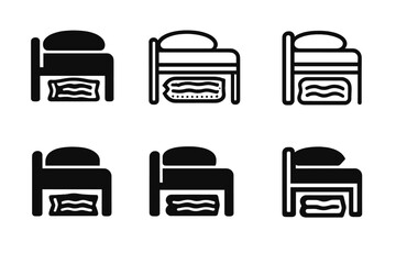 Vacuum-Sealed Storage Icons. Storing off-season clothes in vacuum-sealed bags. Icon set. Set Logo of storing off-season clothes in vacuum-sealed bags: compact