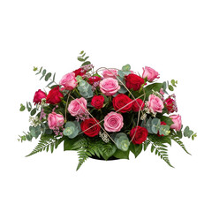 Red and pink roses isolated on transparent background