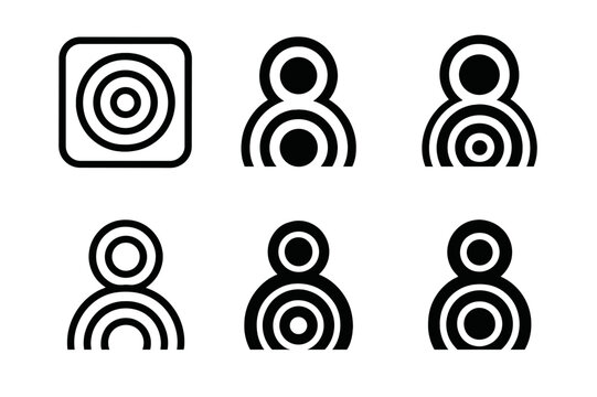 Diverse Logo Concepts. Audience in marketing. Set Logo of Audience in marketing: concentric circles representing audience reach. Icon set. harmonious logo