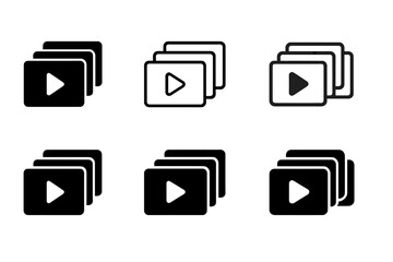 Creative Logo Variations. Content series branding. Set Logo of content series branding: stacked video frames. Icon set. harmonious logo variations of the same