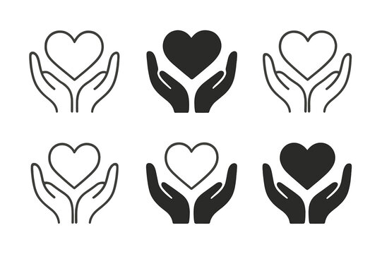 Nurturing Heart Logos. Nurturing relationships and emotional connections. Set Logo of nurturing relationships and emotional connections: heart within open