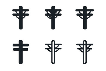 Fototapeta premium Utility Pole Logos. Pole. Set Logo of Pole: Utility pole with power lines. Icon set. harmonious logo variations of the same emblematic concept, each with