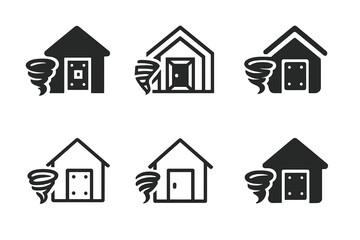 Fototapeta premium Weather-Resistant Home Icons. Building homes that can withstand extreme weather conditions. Icon set. Set Logo of building homes that can withstand extreme