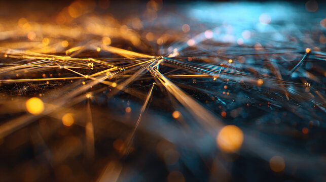 Minimal geometric visualization of information flow, abstract glowing network lines, soft neutral space, futuristic data concept