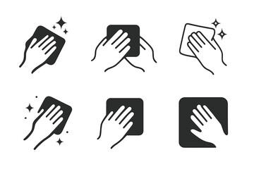 Obraz premium Cleaning Hands Logos. Cleaning the house together. Set Logo of Cleaning the house together: two hands with sponge. Icon set. harmonious logo variations of the