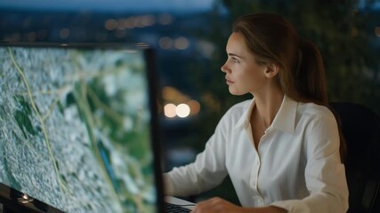 A 911 dispatch supervisor observes real-time holographic feeds of police patrols across a digital city map, integrating AI-processed data to predict crowd movements and ensure officer safety during - Powered by Adobe