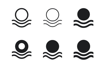 Mindfulness Logo Variations. Mindfulness in Design. Set Logo of Mindfulness in Design: focus dot with calm waves. Icon set. harmonious logo variations of the