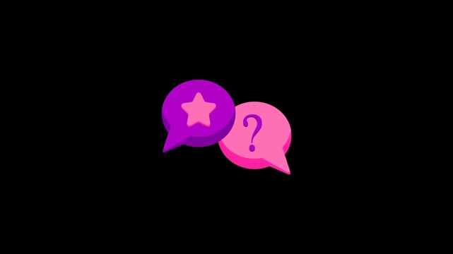 Animated Pink And Purple Speech Bubbles With Question Mark And Star