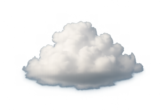 White fluffy cloud isolated on transparent background, flying in air, rendering weather element, cumulus shape - Powered by Adobe