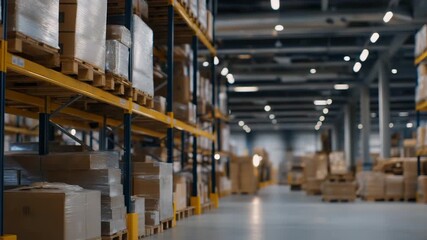 Blockchain-powered supply chain visualization in a high-tech warehouse environment, emotion of control and efficiency visible, symbolizing AI-managed logistics, decentralized inventory tracking, - Powered by Adobe