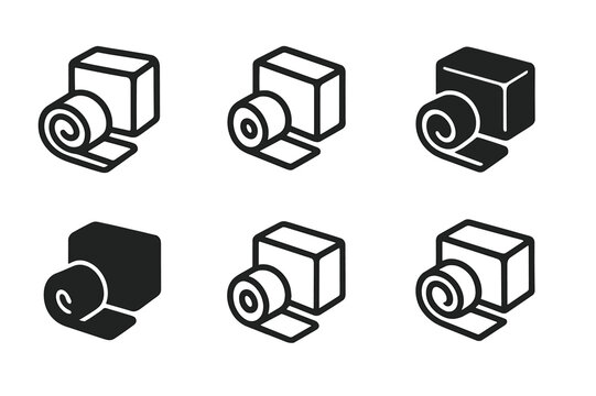 Adaptive Fitness Logos. Adaptive fitness and exercise routines. Icon set. Set Logo of adaptive fitness and exercise routines: yoga block and strap combo.