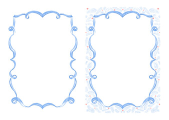 Festive Christmas frames, borders in colored pencil style with twisted ribbons and simple pine branches for greeting cards, festive text decoration, invitations, posters, banners, and holiday design