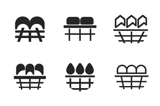 Ceiling Install Art Variations. Ceiling installation diagram. Icon set. Set Logo of Ceiling installation diagram: acoustic insulation batts over