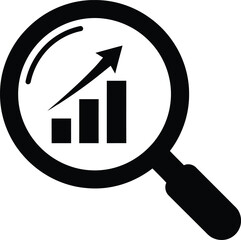 Growth Chart Magnifying Glass Vector Icon Illustration Analyzing Business Data Development for Transparent Background Concept
