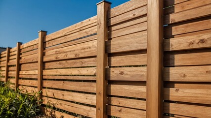 Modern horizontal wood fence providing privacy outdoors