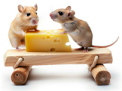 Ratones y trozo de queso