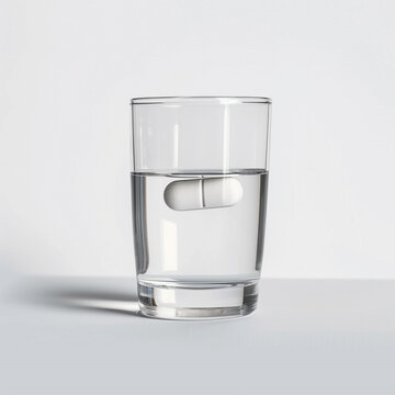 Comprimido de medicamento en vaso de agua