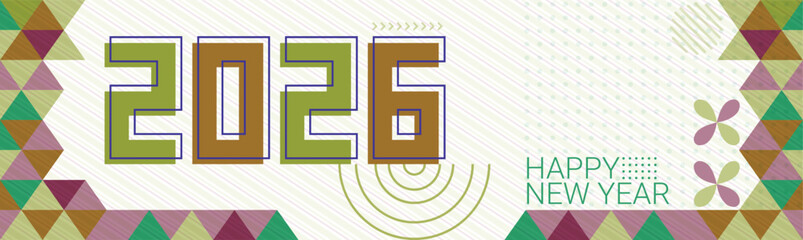 Modern Geometric Happy New Year 2026 Abstract Design