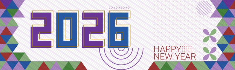 Modern Geometric Happy New Year 2026 Banner Design