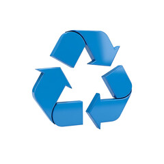 Blue recycling symbol isolated on transparent background, representing environmental sustainability
