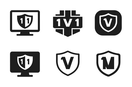 Esports Logo Variations. Esports training. Icon set. Set Logo of esports training: scrim scoreboard. harmonious logo variations of the same emblematic concept,